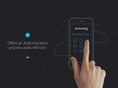 Authentify - Product Page Animation animation authentication clouds hand illustration iphone parallax sky space technology
