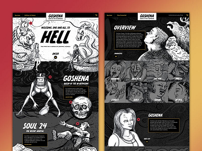 Goshena: Queen of the Big In-Betweena animation black and white characters comic book comics graphic novel homepage parallax scroll responsive website