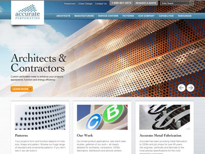 Accurate Perforating b2b button corporate large image manufacturer metal nav bar rotator slider textures web design website