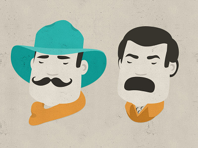 The Glass Mustachery Illustrations cartoon characters cute faces illustration movember mustache paper texture western