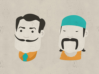 The Glass Mustachery Illustrations 2 cartoon characters cute faces illustration movember mustache paper texture western