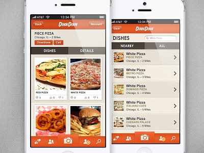 DinnDinn app buttons food iphone restaurant social ui ux
