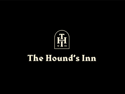 The Hound's Inn logo black blackletter brand design branding dark dog h monogram harbour hound logo logotype monogram monogram design monogram logo