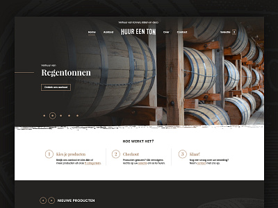 WIP homepage for Rent-a-Barrel barrel belgium dark homepage interface ui web webdesign website wip wood