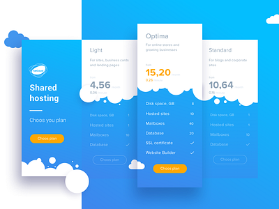 Pricing screen for beCloud cloud debut interface design minsk plane price pricetable product