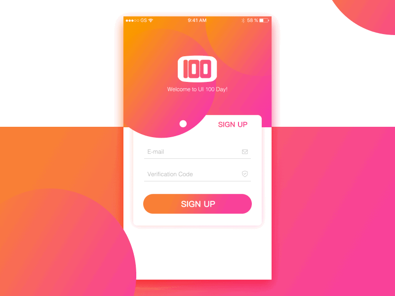 UI100Day1 animation app gradient login sign in sign up ui