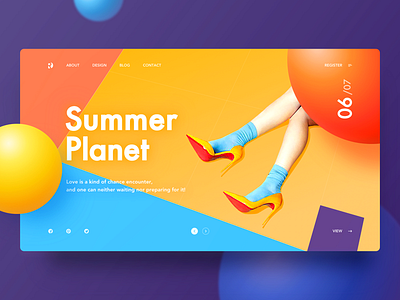 website4-Summer Planet ball blue orange page purple summer web woman yiker