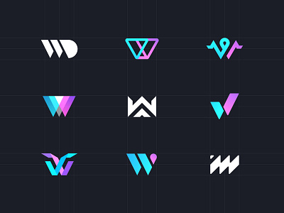 W - logo blue dark game icon line logo purple ui w white yiker