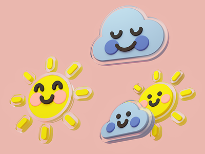 Weather 3d blender cloud cute emojis sun weather