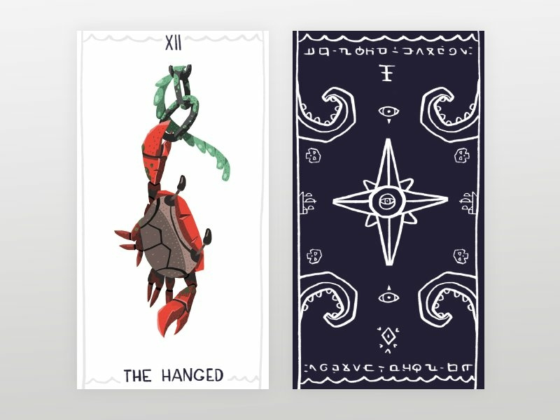 Tarot Card - XII The Hanged crab blue digital drawing digital illustration drawing esoteric tarot card tarot