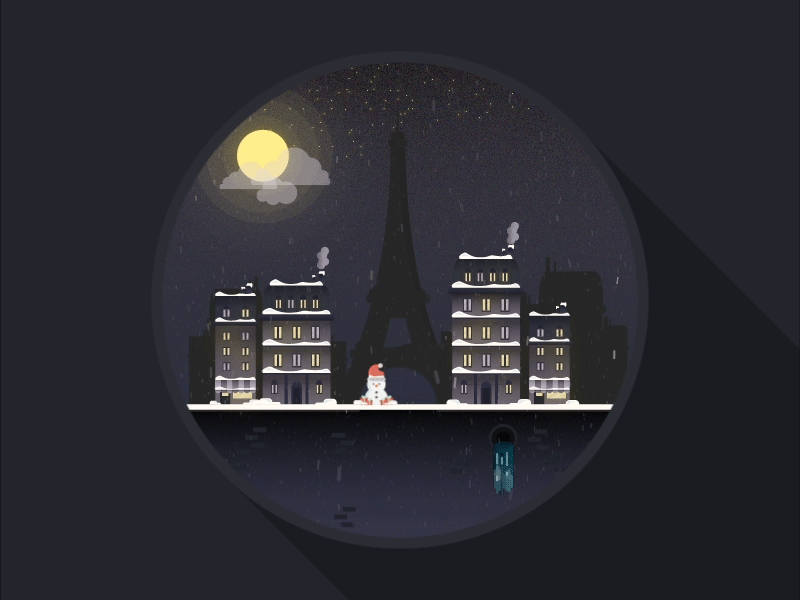 Christmas in Paris animation christmas eiffel tower illustration light motion paris snow