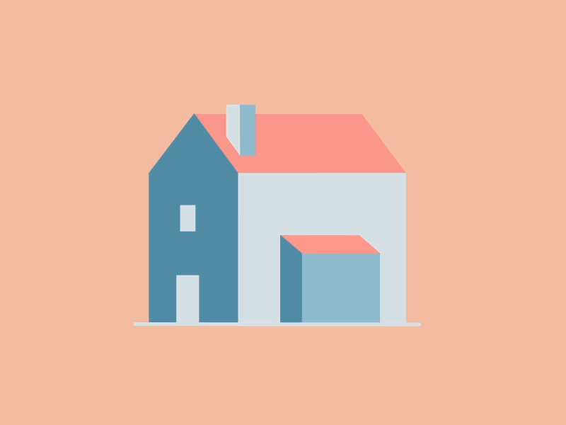 House perspective 2d 3d after animation effects fake flat gif house simple