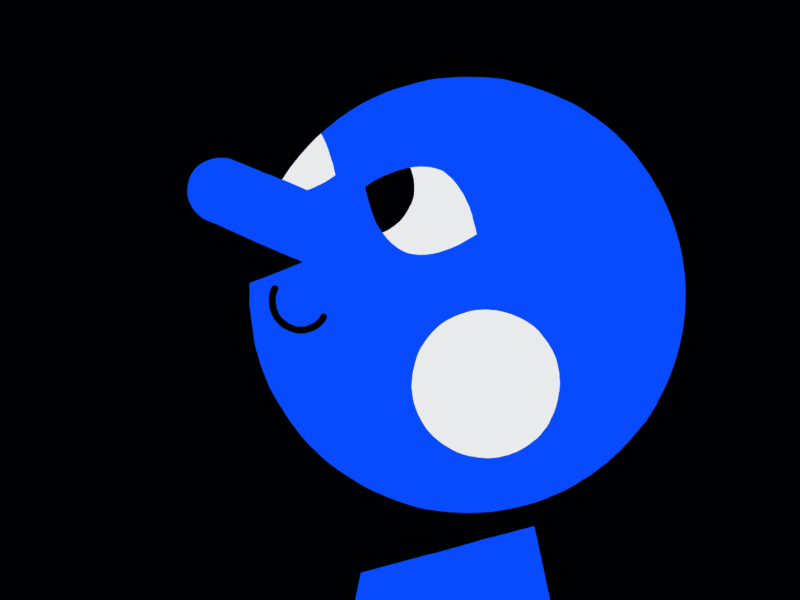 Blue head animation character design gif illustration loop motion graphics