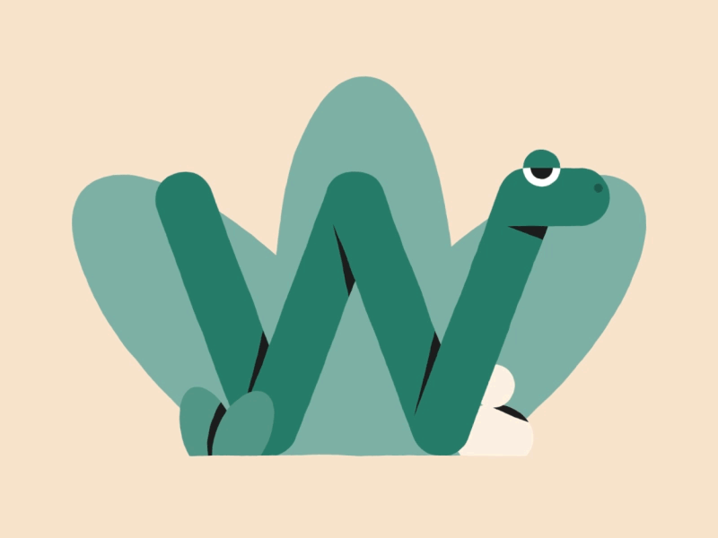 W / 36 days of type 36 days of type animation gif illustration loop motion graphics shapes snake typography w