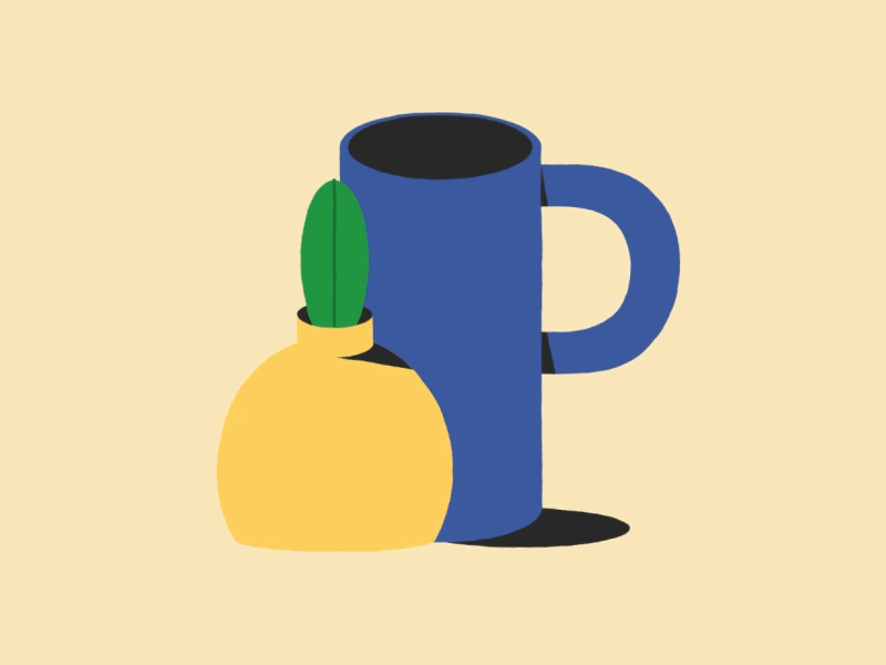 P / 36 days of type 36 days of type animation coffee cup gif illustration loop motion graphics p plants shapes typography