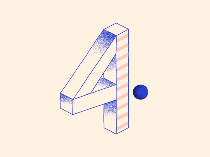 4 / 36 days of type 36 days of type 4 animation gif illustration loop motion graphics numbers shapes typography