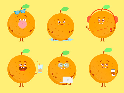Orange stickers character emoji orange sticker