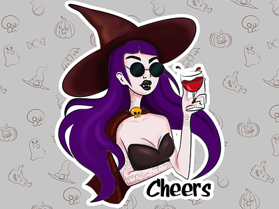 Vamp girl cheers girl halloween sticker vamp