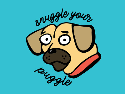 Snuggle Your Puggle adobe draw adobe illustrator design dog dog illustration dog logo drawing flat flat illustration illustration illustrator pug puggle vector