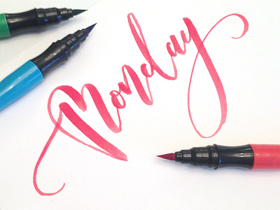 Monday brush pen brush script calligraphy lettering