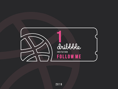 Dribbble Invitation design designer dribbble ball dribbble invitation flat follow illustration invitation invitation card invite one pink vector