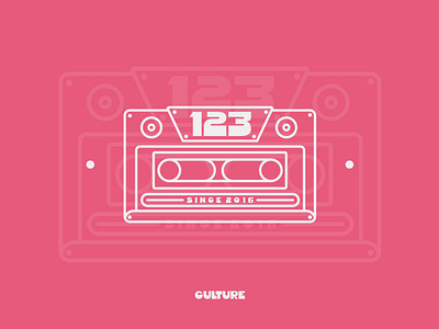 Collective 123 123 2016 collective design flat graphic illustration logo music music cassettes pink recorded since vector vintage white