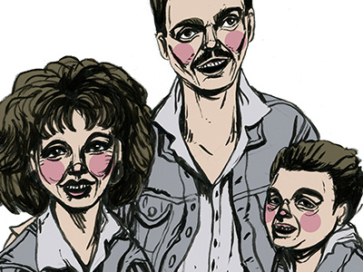 Family drawing illustration portrait