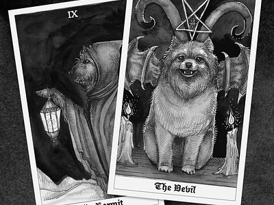 The Devil and The Hermit - The Dog Tarot
