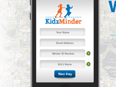 KidzMinder App Homescreen app logo ui