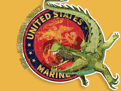 Amphibious Green Weenie 1833 1833l adobe illustrator alligator gator graphic design logo marines usmc vector