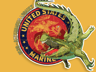 Amphibious Green Weenie 1833 1833l adobe illustrator alligator gator graphic design logo marines usmc vector