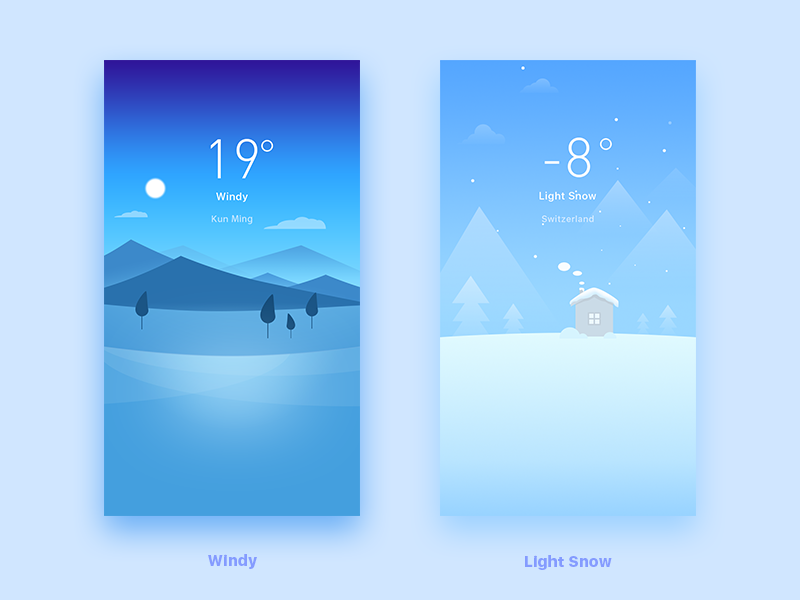 Weather UI by X轻灰 on Dribbble