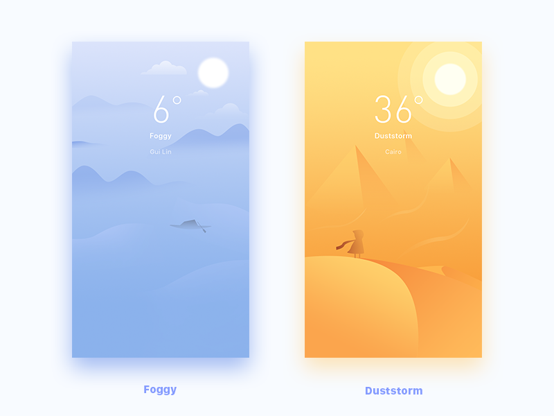 Weather UI by X轻灰 on Dribbble