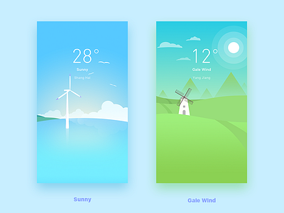 Weather UI app illustrator ui weather