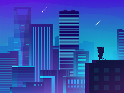 City cat city illustrator ps