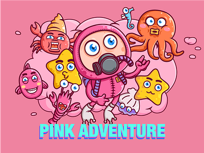 pink adventure diving dribbble fish illustration pink