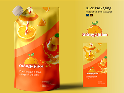 Drink Packaging Design brand cafe cover design drink illustration juice logo orange packaging restaurant vector vitamin c