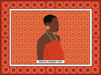 Khanga Design - Swahili Woman 1900 design illustration kenyan pattern design swahili textile design vector