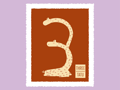 3 design giraffe illustration numbers typogaphy vector