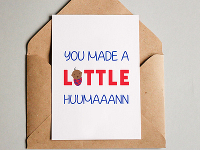 Little Human baby congratulations design greeting card illustration kenyan maasai blanket print design