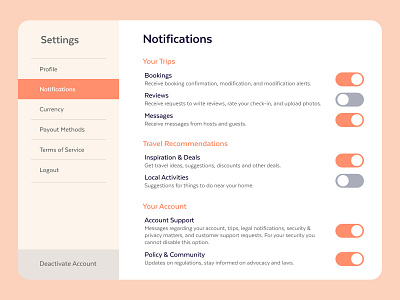 Travel App Settings dailyui dailyui007 information design layoutdesign settings page settings ui uidaily uidesign