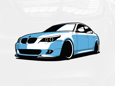 BMW 5 series E60 art auto automobile car design drawing drive illustration logo vector