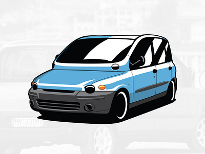 Multipla art auto automobile car drawing drive graphicdesign illustration logo multipla vector