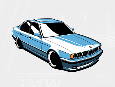 E34 BMW art artwork automobile car design drawing graphicdesign illustration logo vector