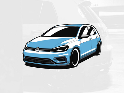 VW Golf R art automobile car design drawing graphicdesign illustration logo logotype vector