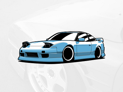 Nissan S13 240SX art automobile car design drawing graphicdesign illustration logo logotype vector