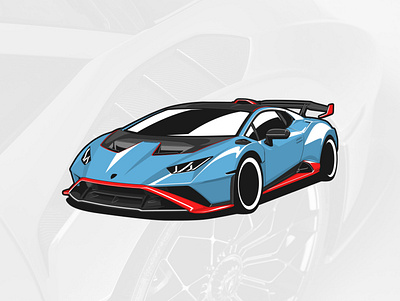 Lamborghini Huracan STO art automobile car design drawing graphicdesign illustration logo logotype vector