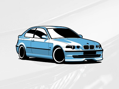 BMW E46 Compact art automobile car design drawing graphicdesign illustration logo logotype vector