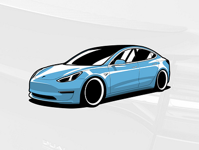 Tesla Model 3 artwork auto automobile design drawing graphic graphicdesign illustration logo vector