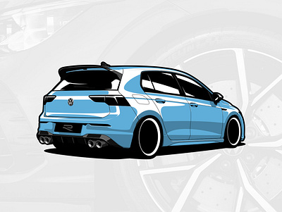 VW Golf 8 R 2021 art artwork car design drawing graphicdesign illustration logo logotype vector